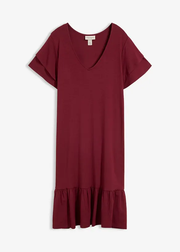 Jerseykjole i viskosemiks med volang, bonprix