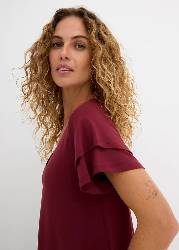 Jerseykjole i viskosemiks med volang, bonprix