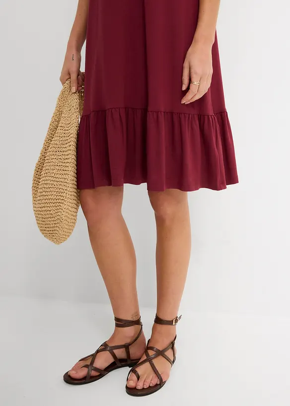 Jerseykjole i viskosemiks med volang, bonprix