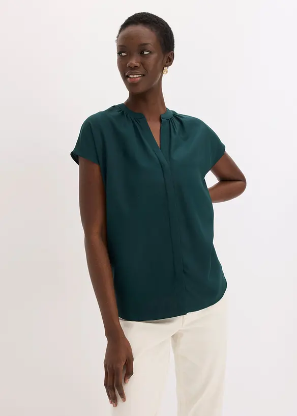 Kortermet bluse med skjult knappestolpe, bonprix