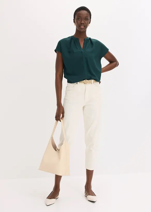 Kortermet bluse med skjult knappestolpe, bonprix