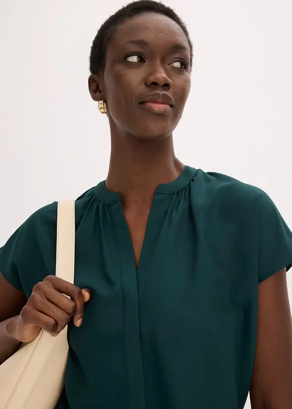 Kortermet bluse med skjult knappestolpe, bonprix