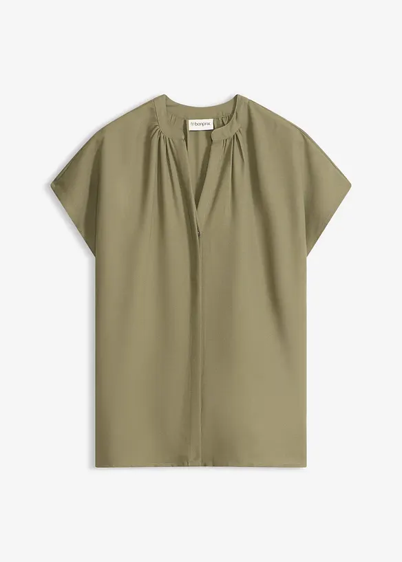 Kortermet bluse med skjult knappestolpe, bonprix