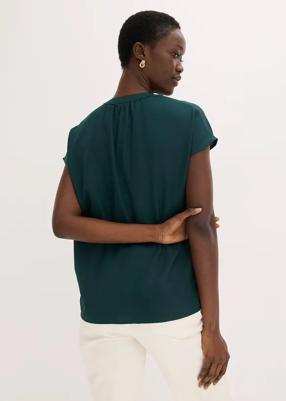 Kortermet bluse med skjult knappestolpe, bonprix