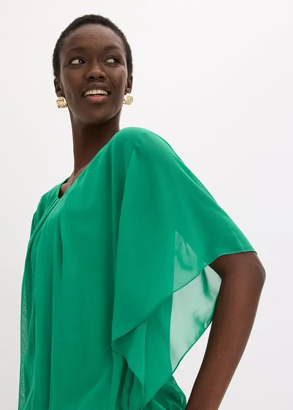 Chiffonbluse med f&ocirc;r, bonprix