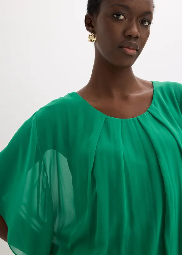 Chiffonbluse med f&ocirc;r, bonprix