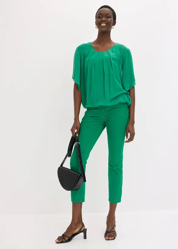 Chiffonbluse med f&ocirc;r, bonprix