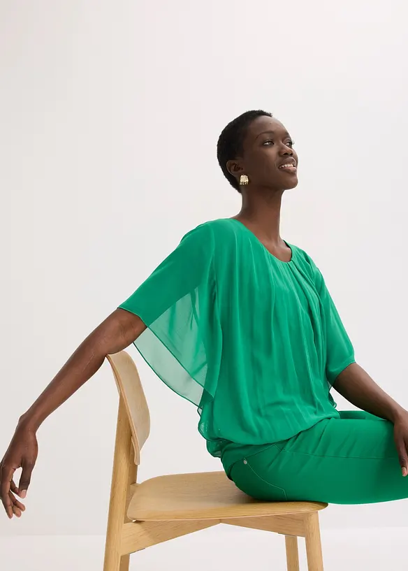 Chiffonbluse med f&ocirc;r, bonprix