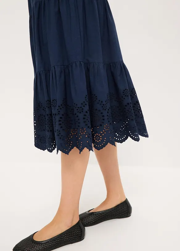 Volangskj&oslash;rt med hullbroderier, bonprix