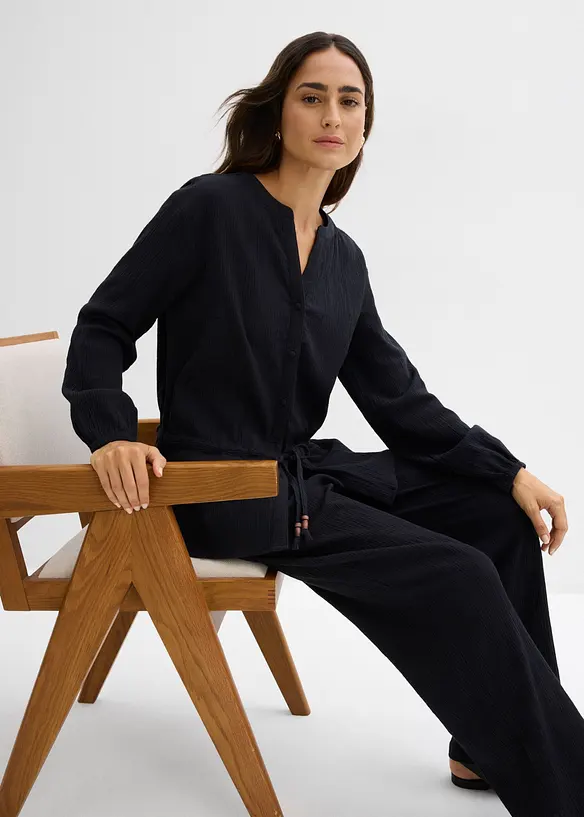 Slip on-bukse i strukturert krinklet materiale, bonprix