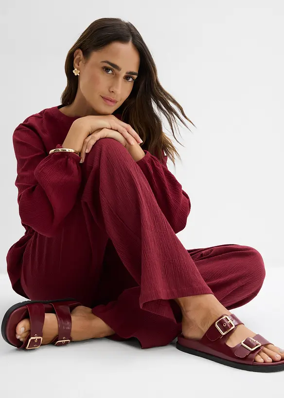 Slip on-bukse i strukturert krinklet materiale, bonprix