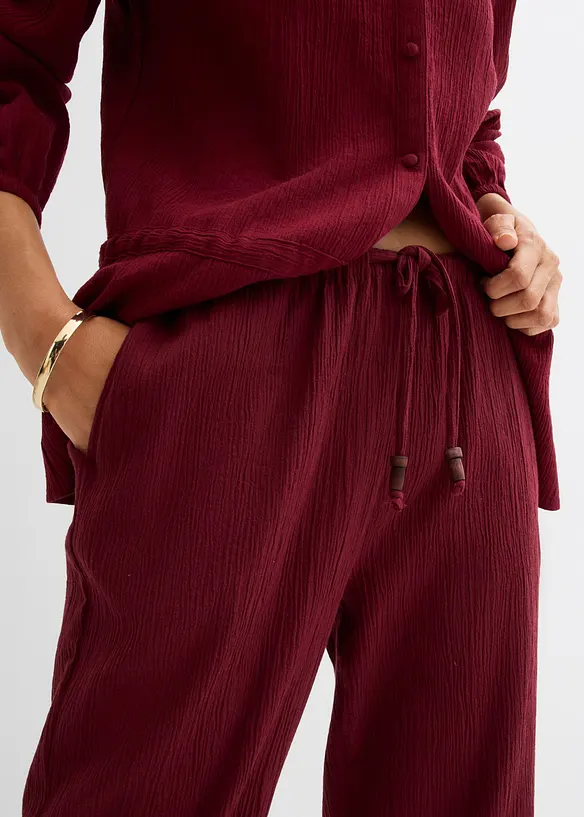 Slip on-bukse i strukturert krinklet materiale, bonprix