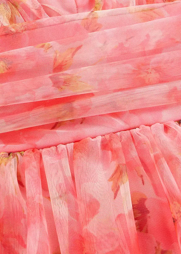 Midikjole i lett tyll med volanger, bonprix