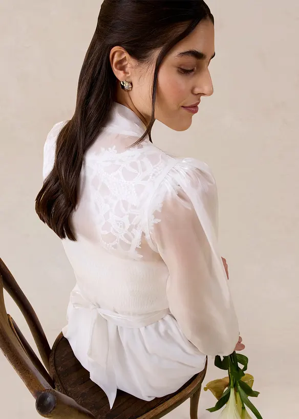 Bolero i lett tyll med knyting, bonprix