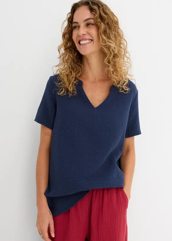 Lang tunika av ren bomullsmusselin, bonprix