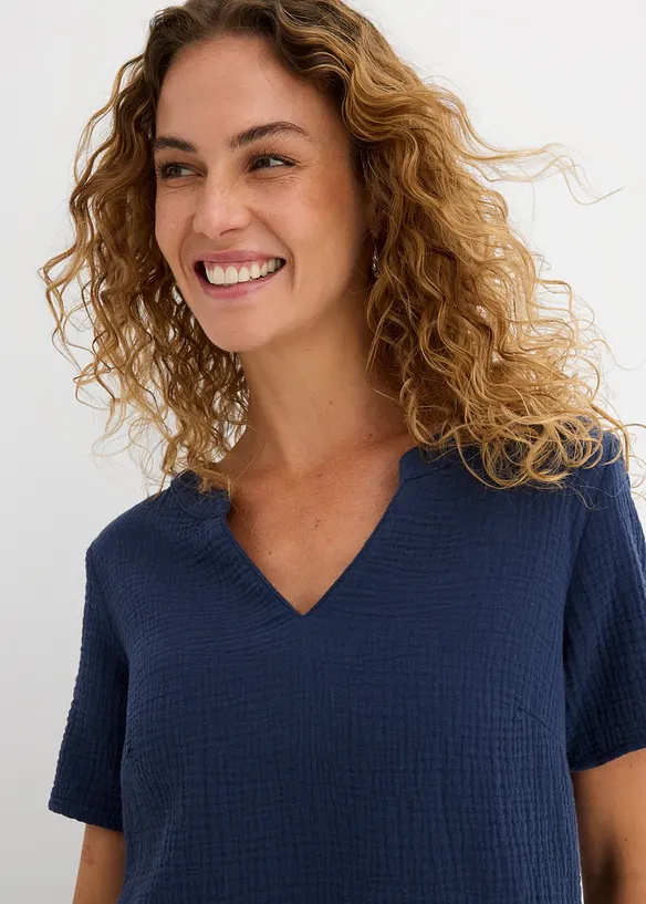 Lang tunika av ren bomullsmusselin, bonprix