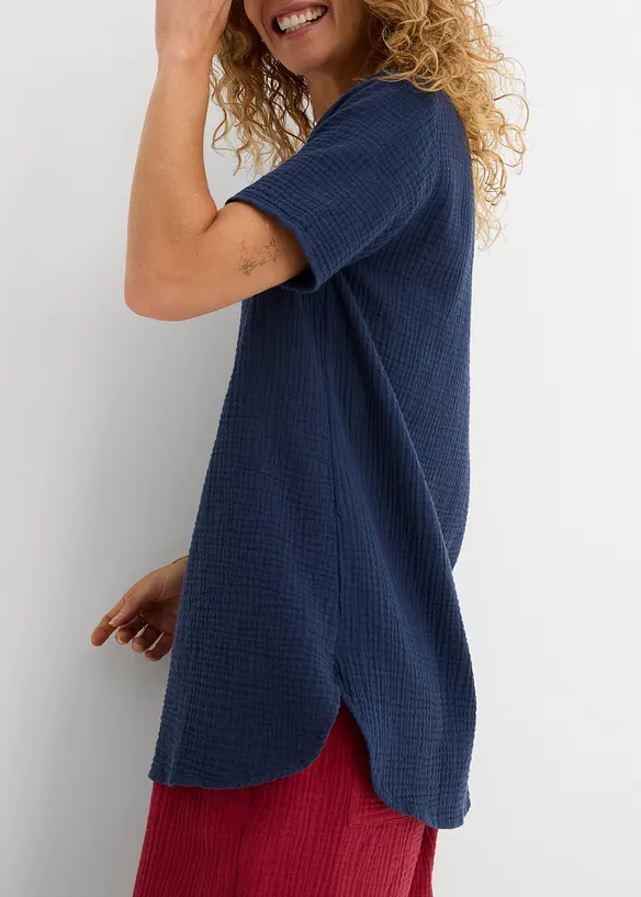 Lang tunika av ren bomullsmusselin, bonprix