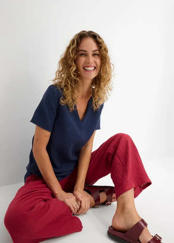 Lang tunika av ren bomullsmusselin, bonprix