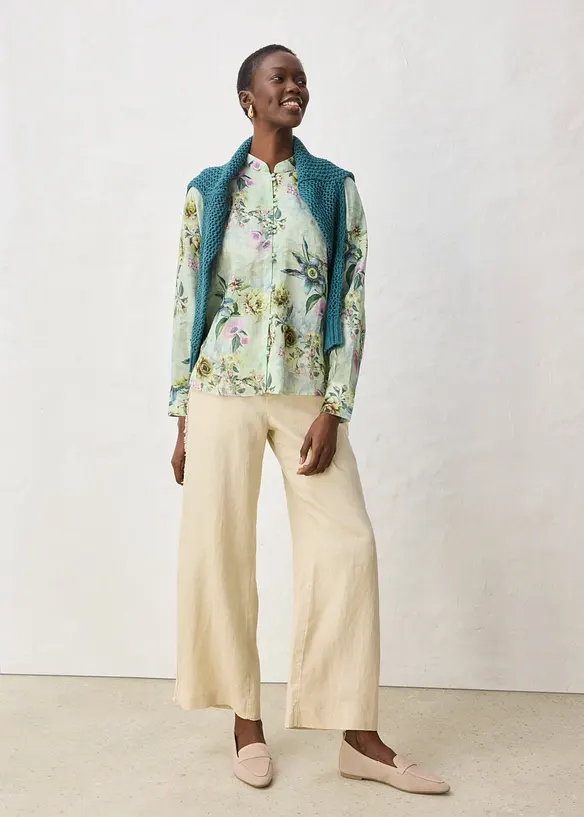 Volangbluse i kj&oslash;lende rami-materiale, bonprix