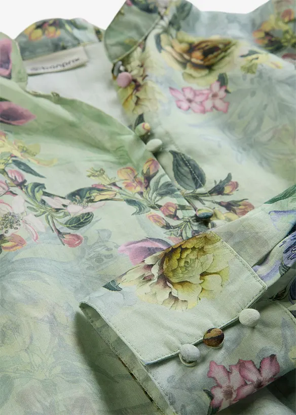 Volangbluse i kj&oslash;lende rami-materiale, bonprix