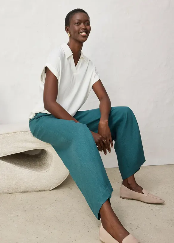 Vid topp med lin og krage, bonprix