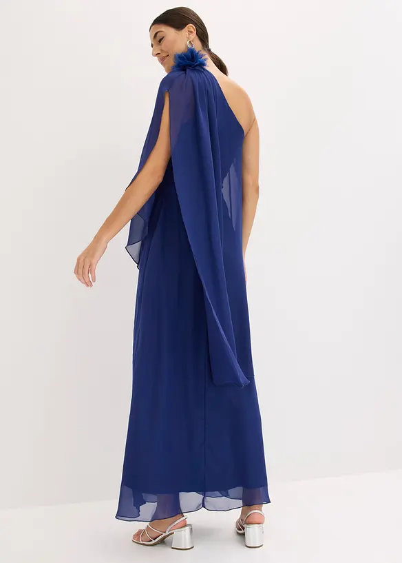 Selskapskjole i tynn chiffon med blomsterapplikasjon, bonprix