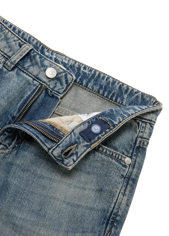 Baggy Jeans i 100% bomull med regulerbar linning fra Tom Tailor, Tom Tailor