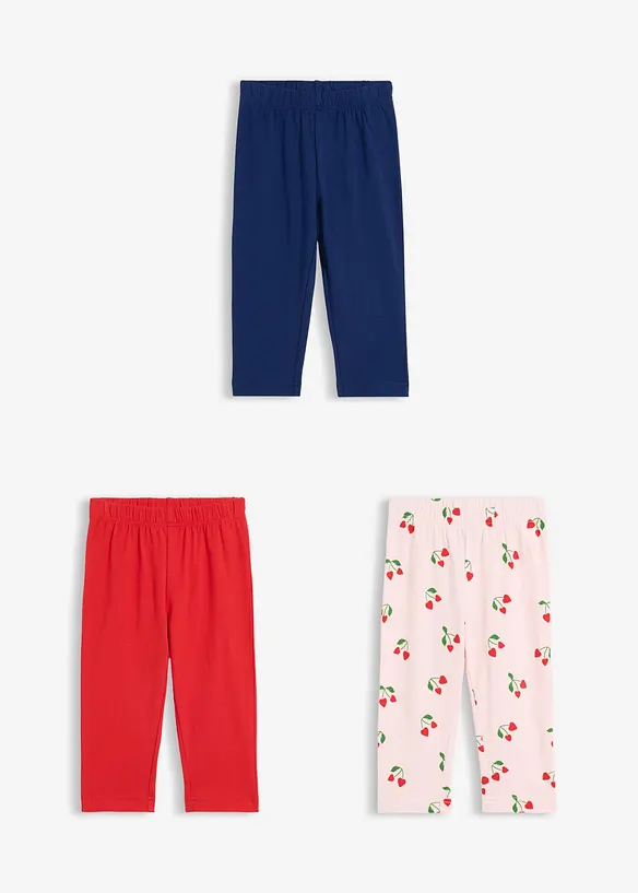 Caprileggings i &oslash;kologisk bomull med elastan (3-pack), bonprix