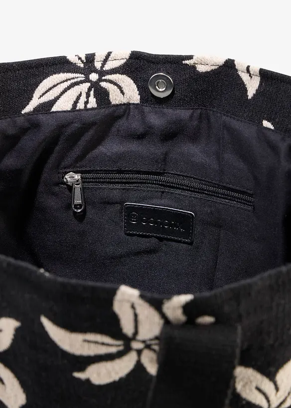 Shopper i blomstrete kanvas, bonprix