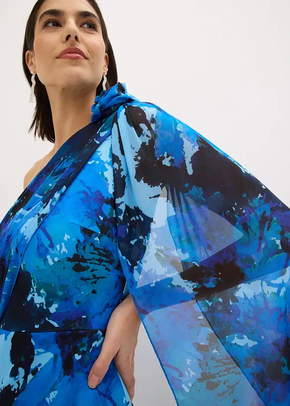 Selskapskjole i one shoulder-modell med blomsterapplikasjon, bonprix