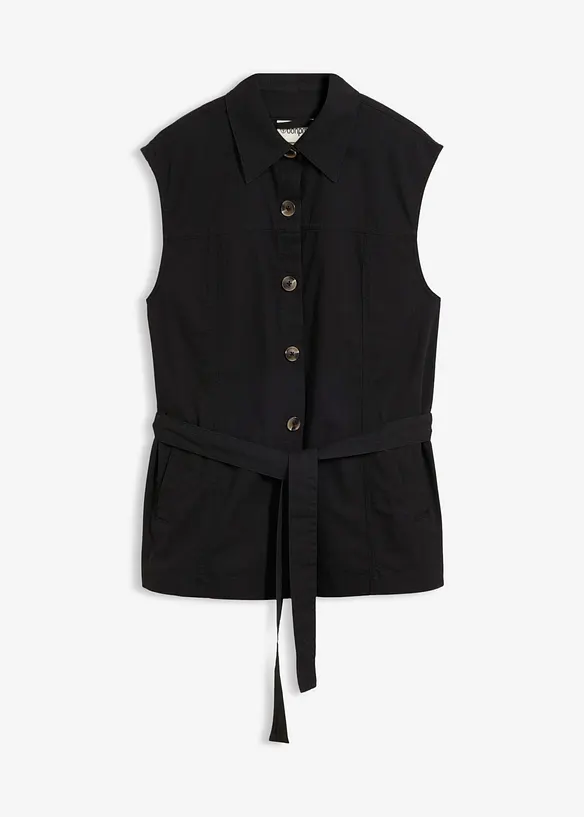 Bomullsvest med belte, bonprix