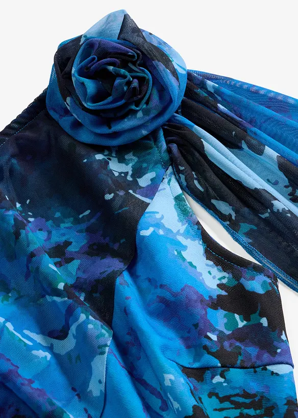 Selskapskjole i one shoulder-modell med blomsterapplikasjon, bonprix