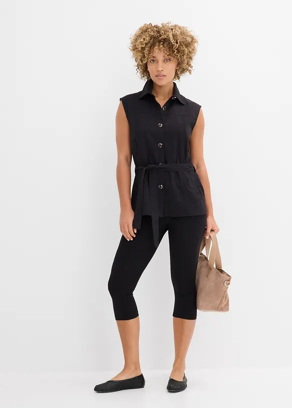 Bomullsvest med belte, bonprix