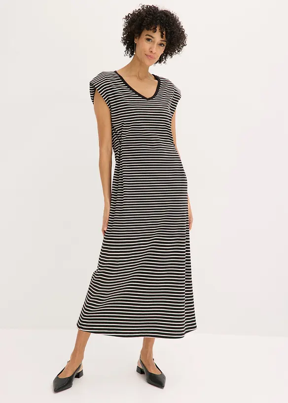 Stripete jerseykjole med regulerbar midje, bonprix