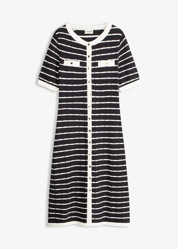 Strikket kjole i viskosemiks med knapper, bonprix