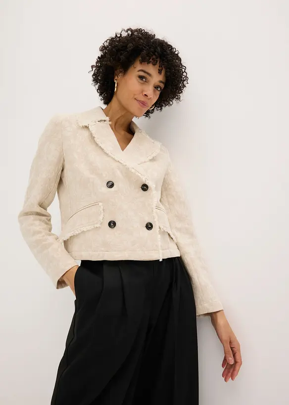 Jakke i bomullsjacquard med lin, bonprix