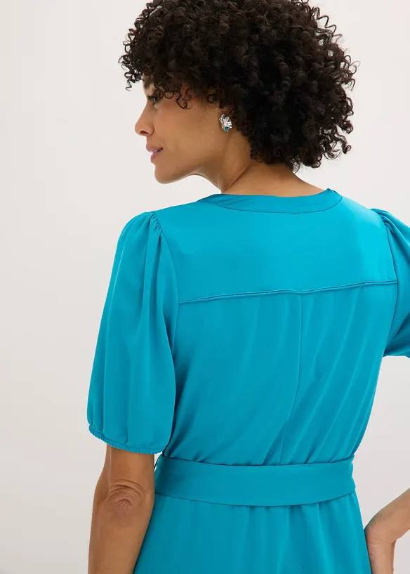 Midikjole i viskose-pik&eacute; med knytebelte, bonprix