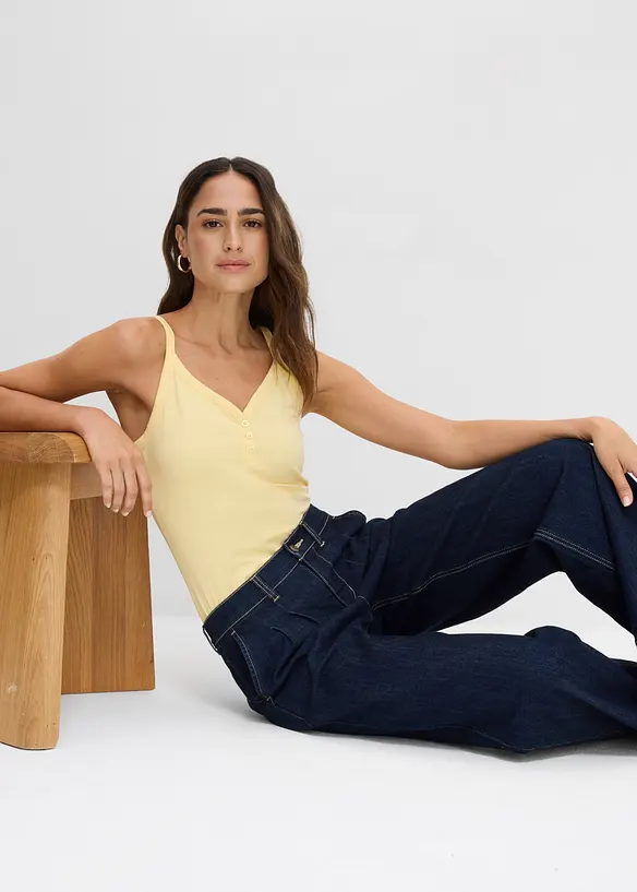 Spagettitopp med 100% &oslash;kologisk bomull (2-pack), bonprix