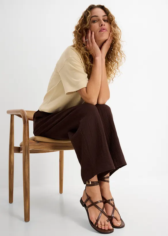 Barrel bukse i 100% bomullsmusselin, bonprix