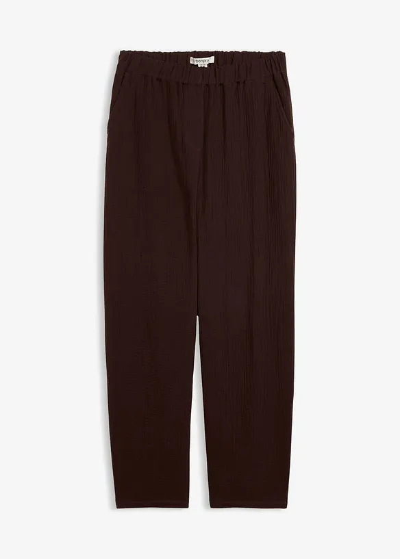 Barrel bukse i 100% bomullsmusselin, bonprix