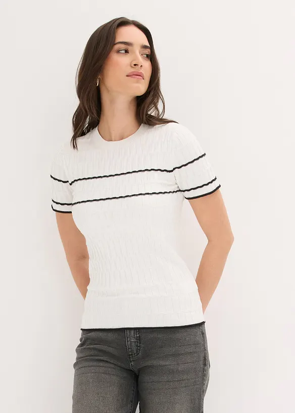 Kortermet genser i bomullsmiks, bonprix