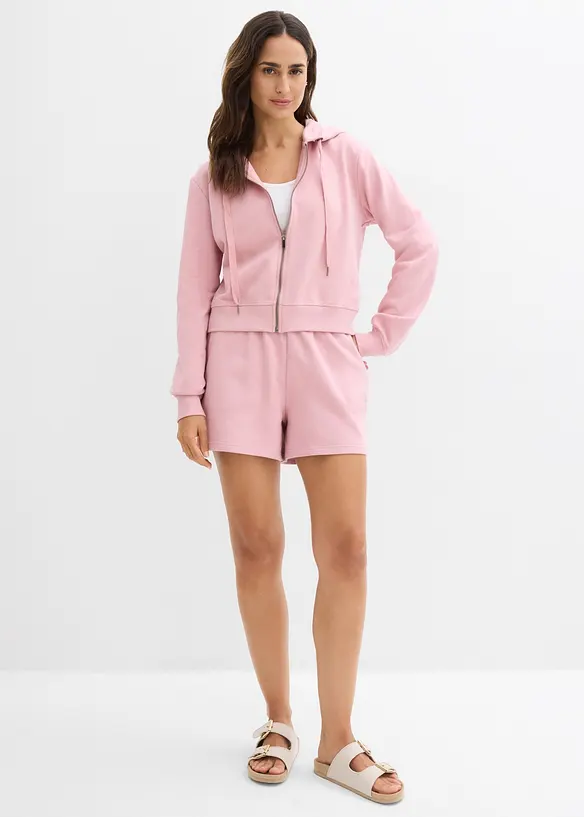 Sweatjakke og -shorts i 100% &oslash;kologisk bomull (2-delt sett), bonprix