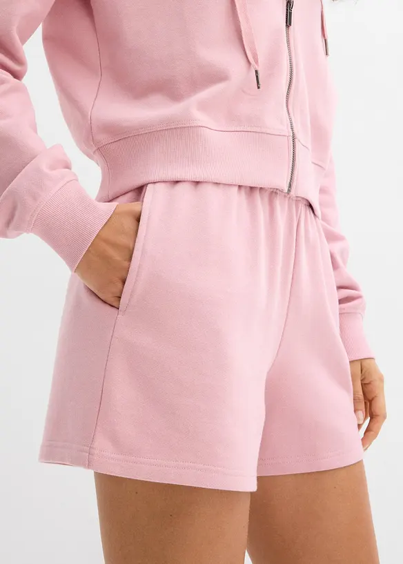 Sweatjakke og -shorts i 100% &oslash;kologisk bomull (2-delt sett), bonprix