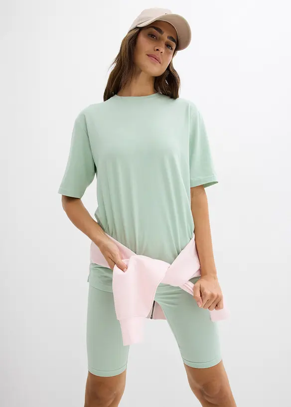 Topp og sykkelshorts i bomullsstretch (2-delt sett), bonprix