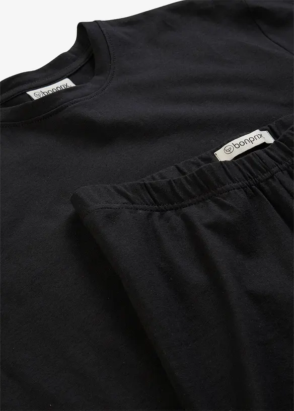 Topp og sykkelshorts i bomullsstretch (2-delt sett), bonprix