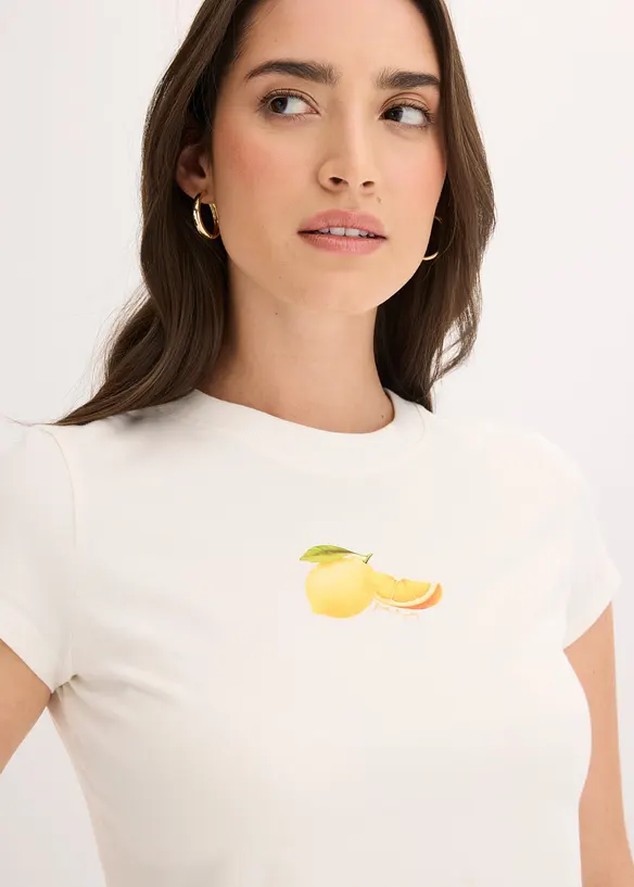 Topp i bomull med elastan, bonprix