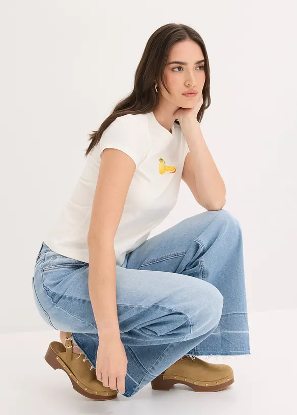 Topp i bomull med elastan, bonprix