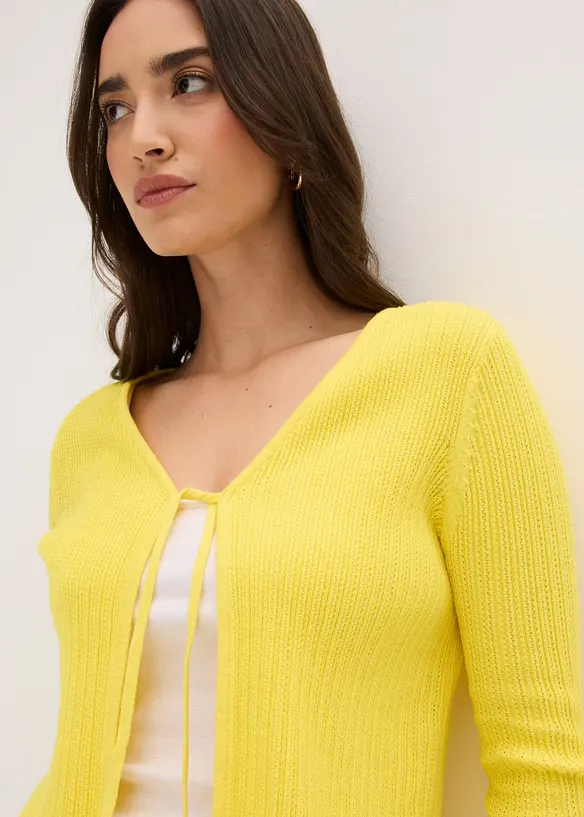 Finstrikket cardigan i bomullsmiks, bonprix