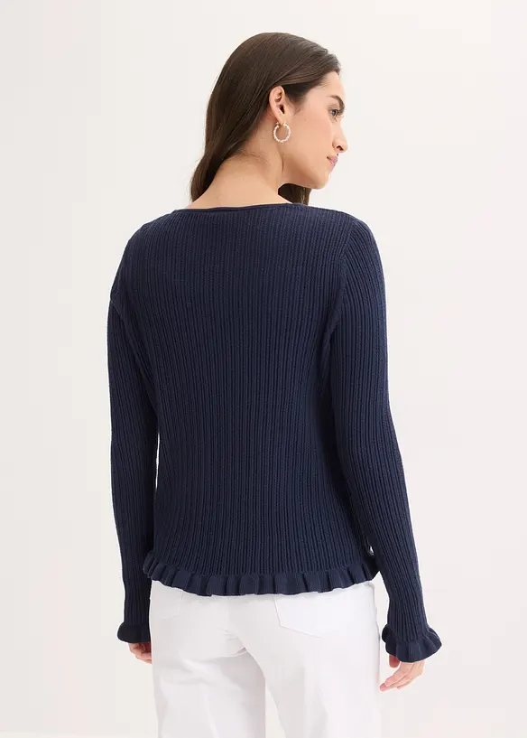 Finstrikket cardigan i bomullsmiks, bonprix