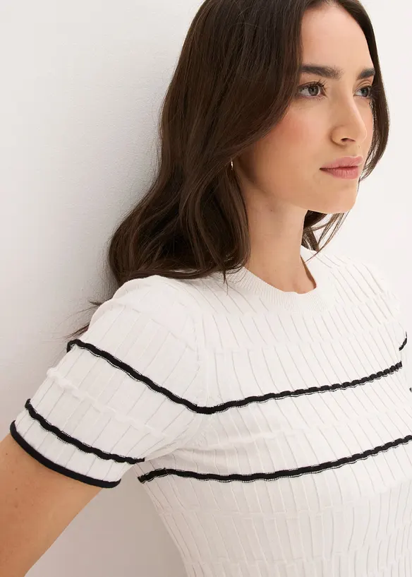 Kortermet genser i bomullsmiks, bonprix